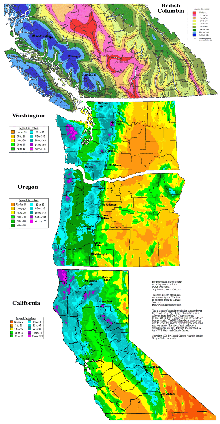 California Annual Rainfall Chart