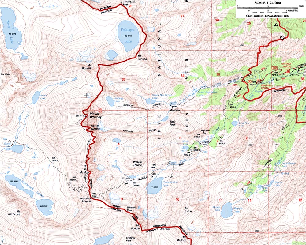 mt whitney map
