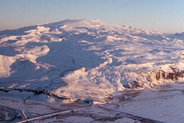 Il ghiacciaio Eyjafjallajokull, nel quale è inserito il Vulcano attualmente in attività